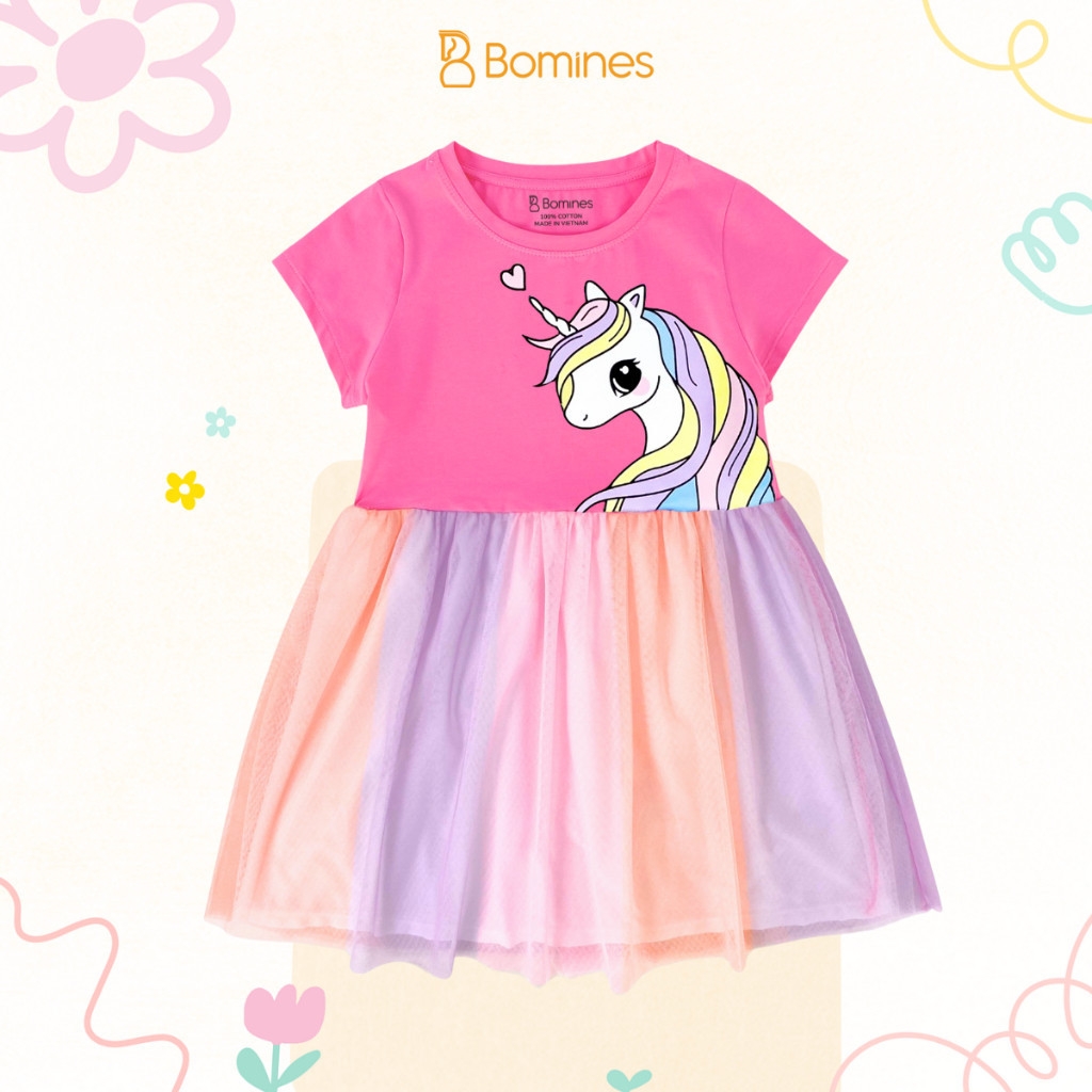 Váy bé gái tay ngắn phối lưới Unicorn