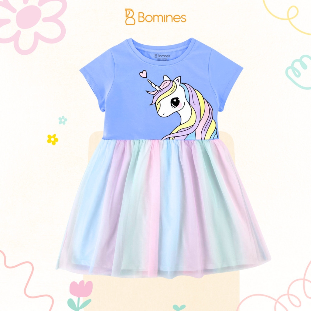 Váy bé gái tay ngắn phối lưới Unicorn