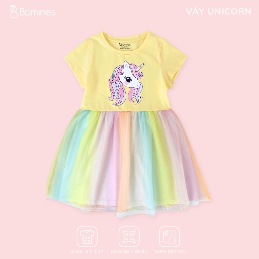 Váy bé gái tay ngắn phối lưới Unicorn