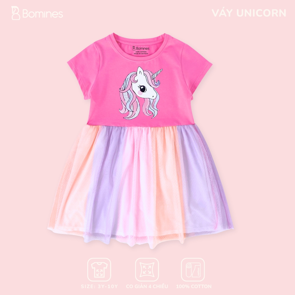Váy bé gái tay ngắn phối lưới Unicorn