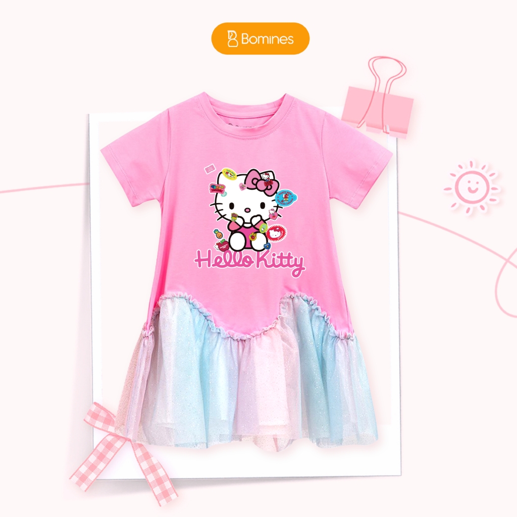 Váy bé gái hoạt hình Hello Kitty Bomines