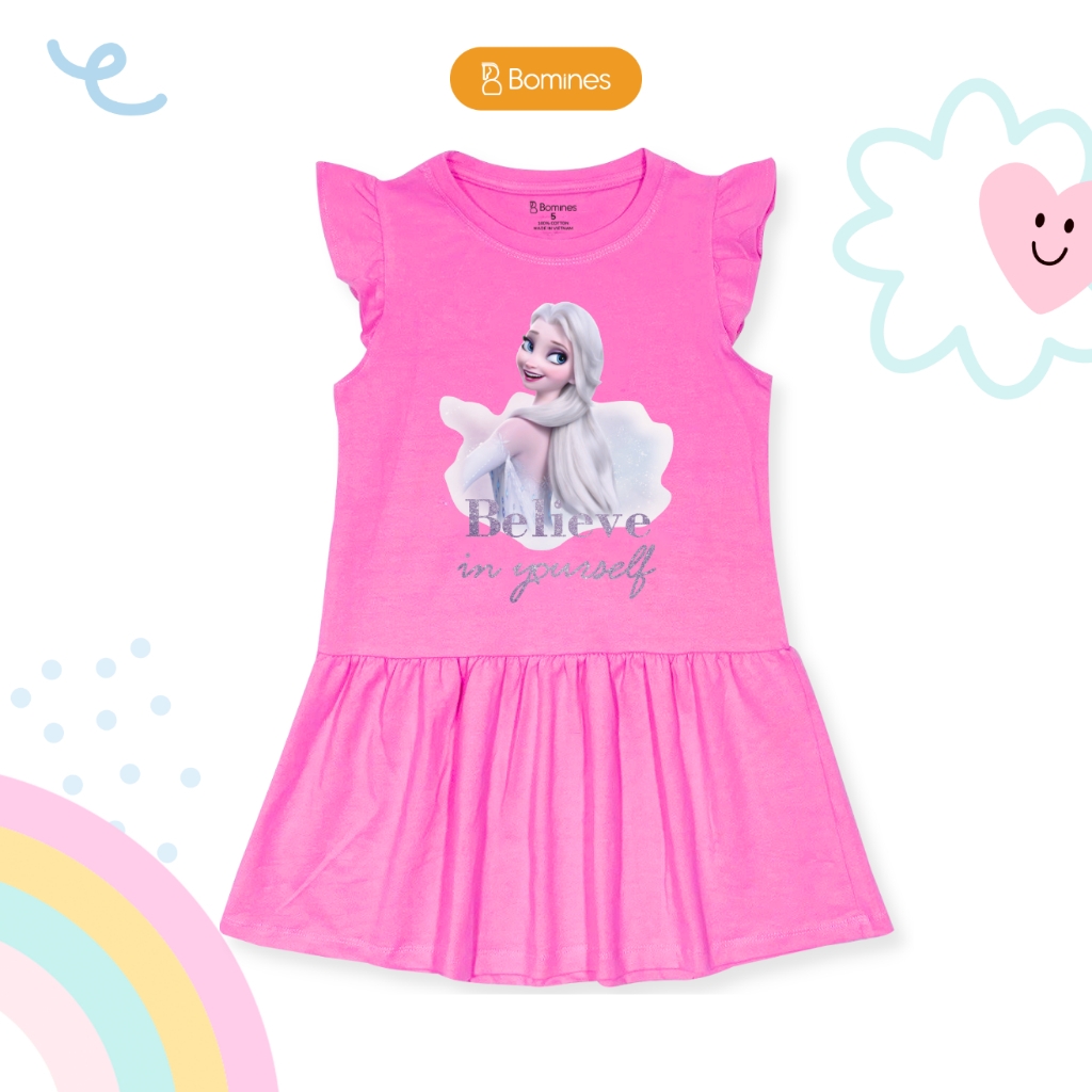 Váy bé gái tay cánh tiên babydoll công chúa Elsa