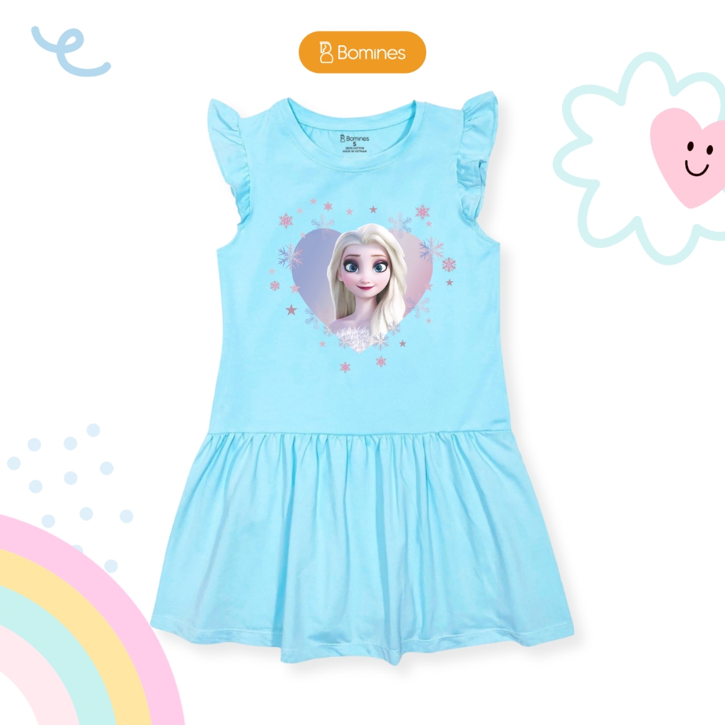 Váy bé gái tay cánh tiên babydoll công chúa Elsa