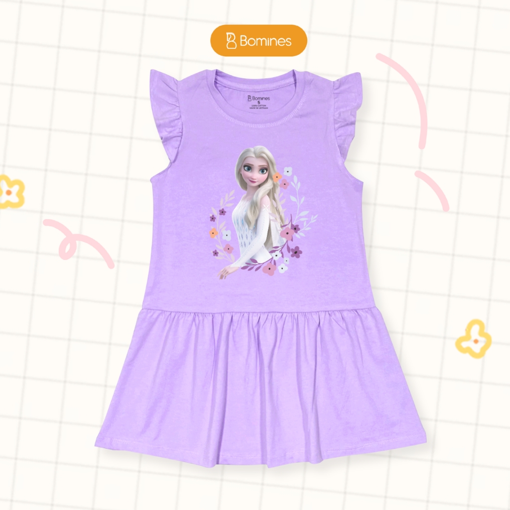 Váy bé gái tay cánh tiên babydoll công chúa Elsa