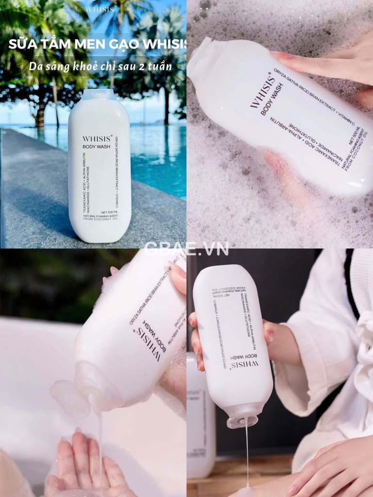 Sữa Tắm Trắng WHISIS kèm túi quà + 1 bông tắm cao cấp | Gbae.vn