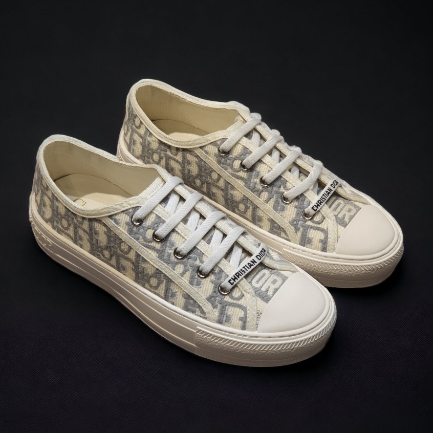 AIO LUXURY Giày Walk’n’Dior Sneaker Grey Oblique Embroidered  Cotton,Dior b56 gray Cao Câp,GIÀY DR B56 Canvas THÊU