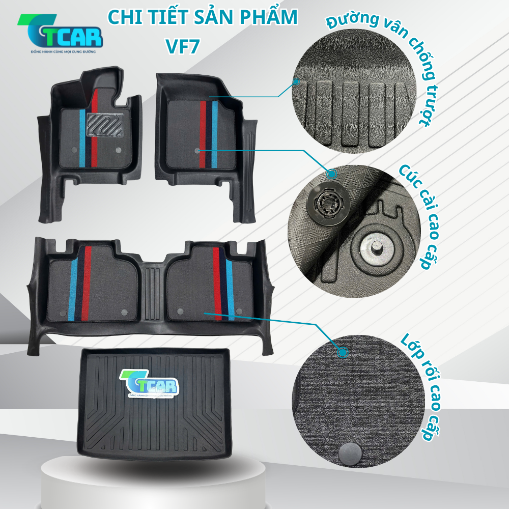 Thảm Lót Sàn Xe VinFast VF7 nhựa đúc TPE nhà máy TCAR – Tràn Viền Bậc Cửa, Không Mùi, Bảo Vệ Sàn Xe, Giảm Tiếng Ồn