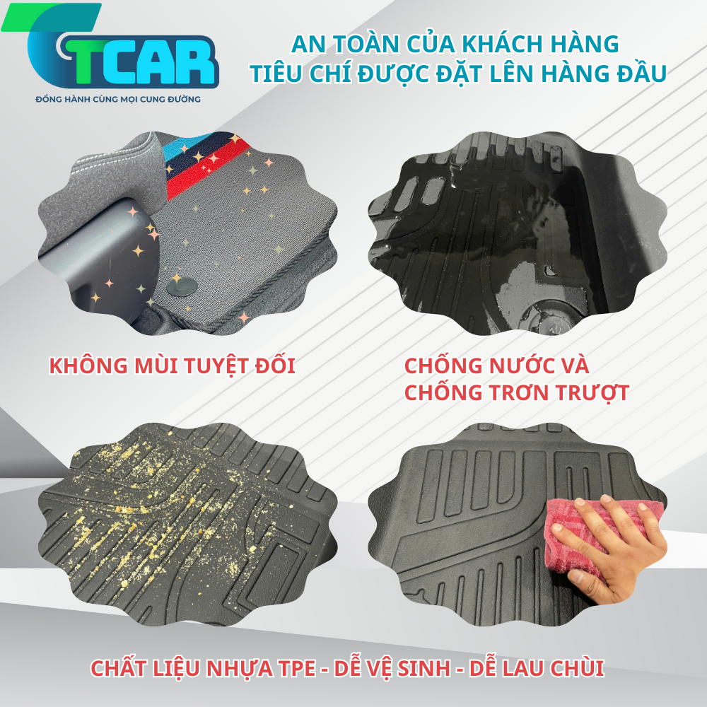 Thảm Lót Sàn Xe VinFast VF7 nhựa đúc TPE nhà máy TCAR – Tràn Viền Bậc Cửa, Không Mùi, Bảo Vệ Sàn Xe, Giảm Tiếng Ồn