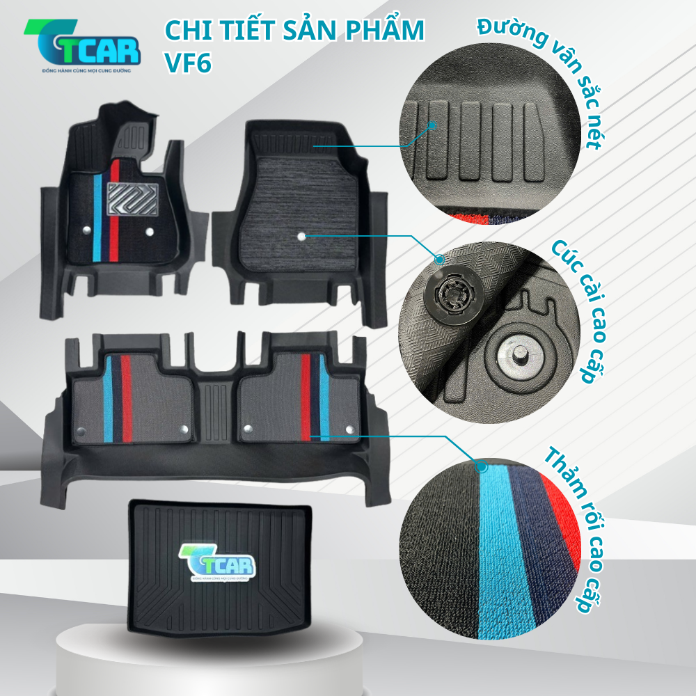 Thảm Lót Sàn Ô Tô VinFast VF6 – Chất Liệu TPE Cao Cấp - Tràn Viền, Chuẩn Form 100%, Dễ Vệ Sinh