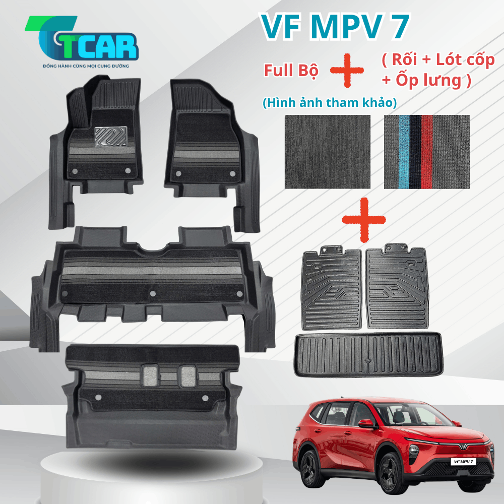 Thảm Lót Sàn Ô Tô Cho VinFast MPV7 nhựa TPE đúc 4D cao cấp, TCAR – Chuẩn From, không mùi, lót tràn gầm, chống tràn nước