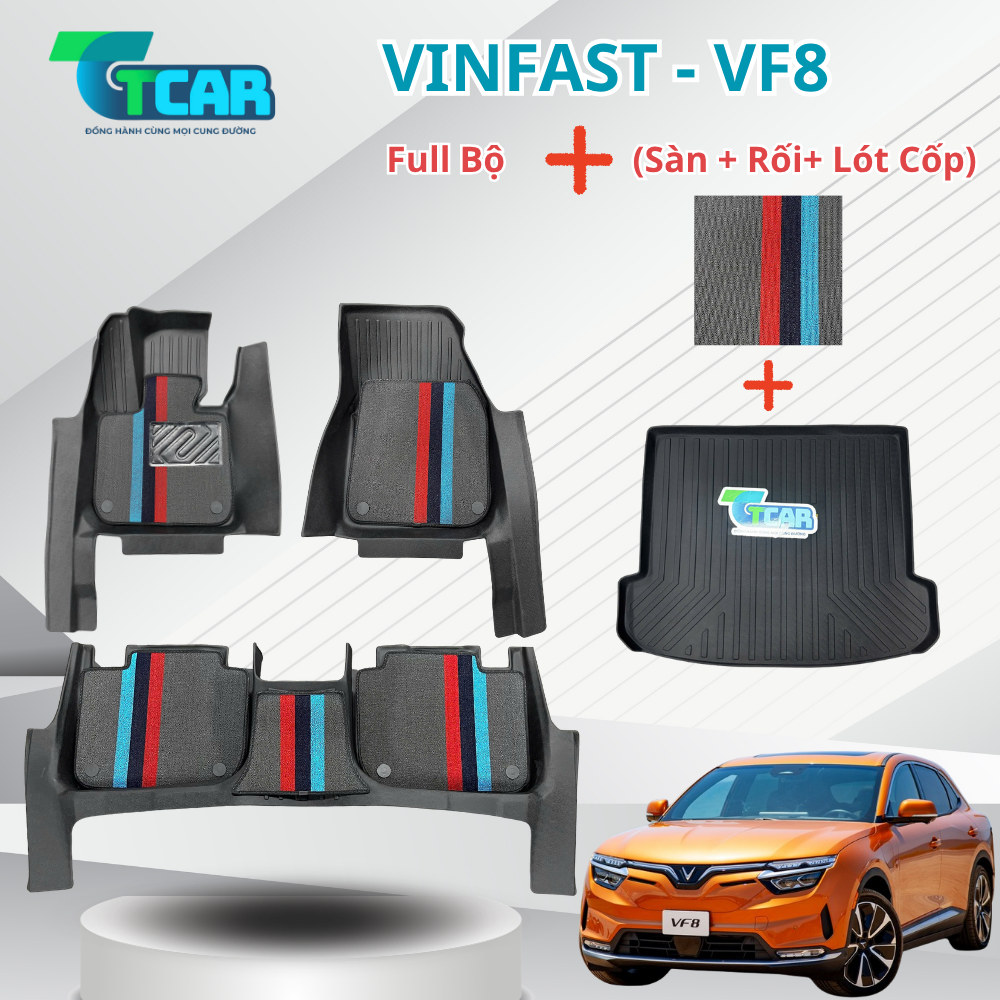 Thảm Lót Sàn Ô Tô VinFast VF8 TPE Cao Cấp – Đúc 4D Ôm Sát, Chống Nước, Không Mùi | TCAR