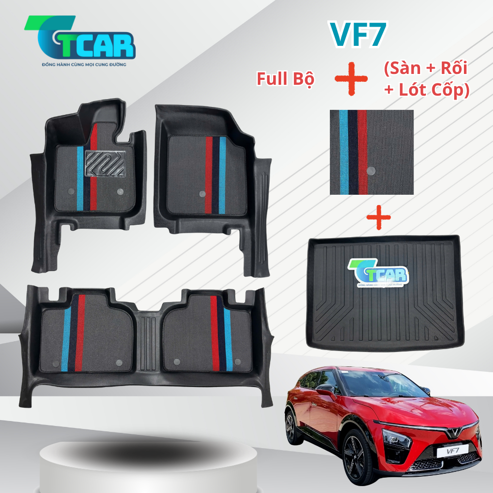 Thảm Lót Sàn Xe VinFast VF7 nhựa đúc TPE nhà máy TCAR – Tràn Viền Bậc Cửa, Không Mùi, Bảo Vệ Sàn Xe, Giảm Tiếng Ồn