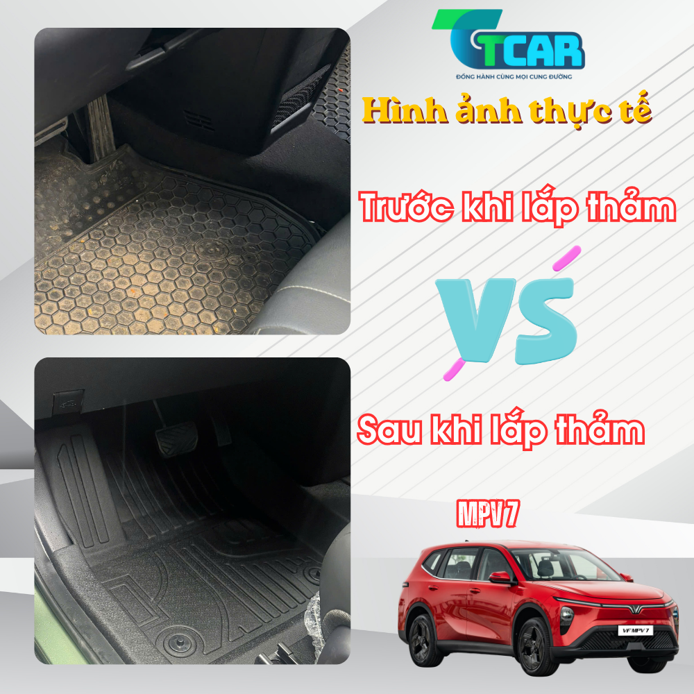 Thảm Lót Sàn Ô Tô Cho VinFast MPV7 nhựa TPE đúc 4D cao cấp, TCAR – Chuẩn From, không mùi, lót tràn gầm, chống tràn nước