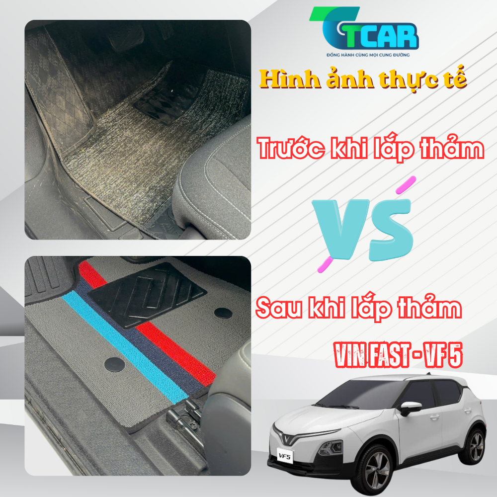 Thảm Lót Sàn Đúc TPE Vân Carbon Vinfast VF5 Cao Cấp - Chính Hãng TCAR ( Mẫu 2026 )