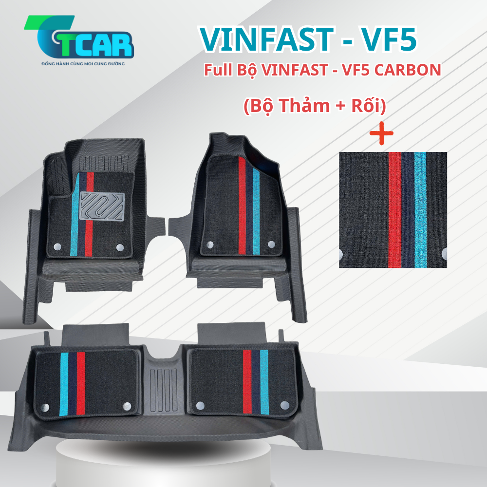 Thảm Lót Sàn Đúc TPE Vân Carbon Vinfast VF5 Cao Cấp - Chính Hãng TCAR ( Mẫu 2026 )