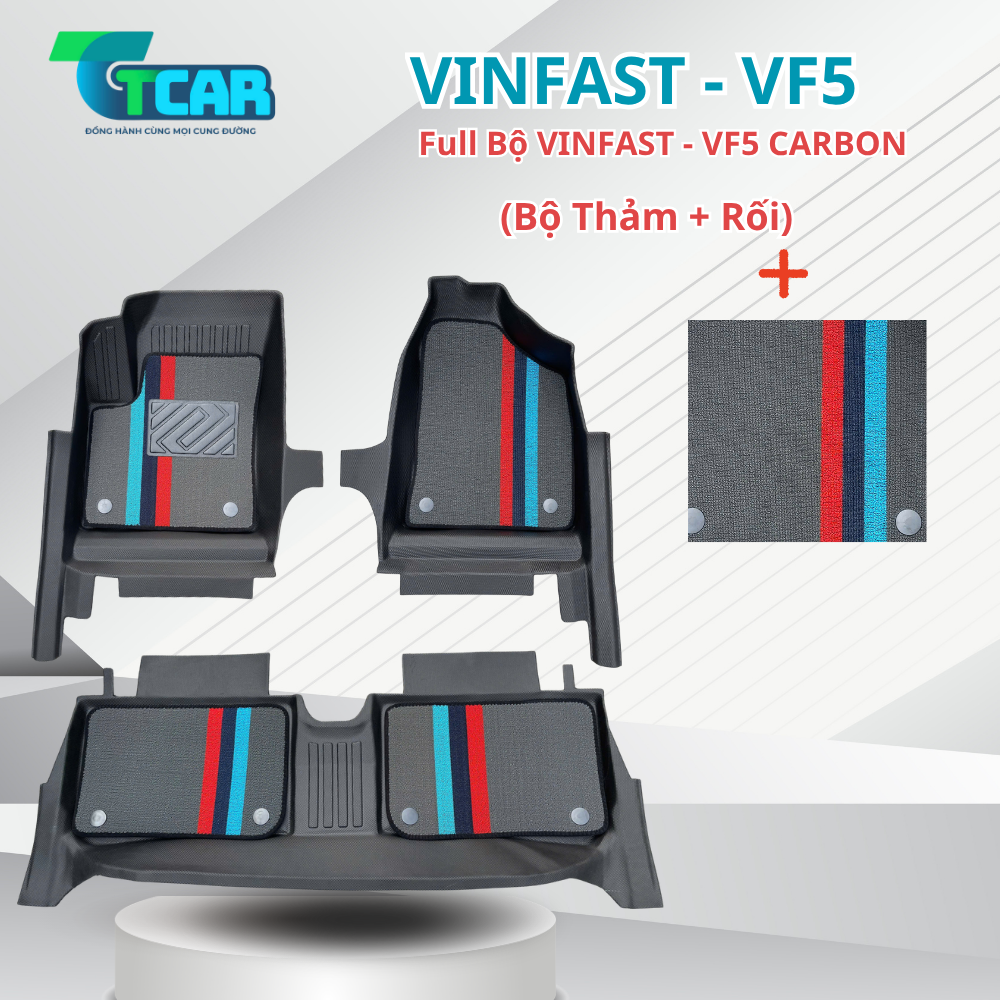 Thảm Lót Sàn Đúc TPE Vân Carbon Vinfast VF5 Cao Cấp - Chính Hãng TCAR ( Mẫu 2026 )