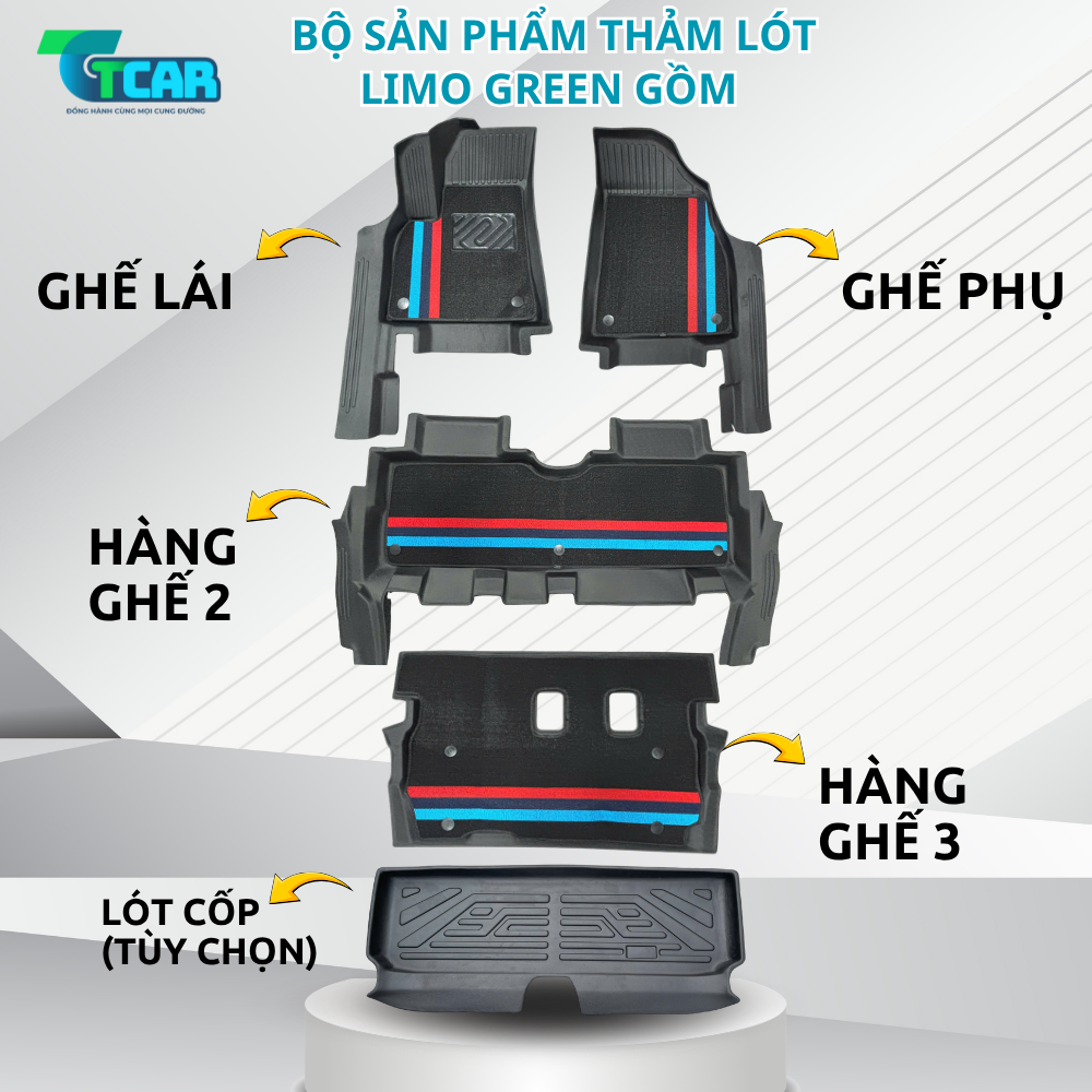 Thảm Lót Sàn Ô Tô Limo Green TPE Cao Cấp – Chống Trượt, Ôm Khít Sàn Xe | TCAR
