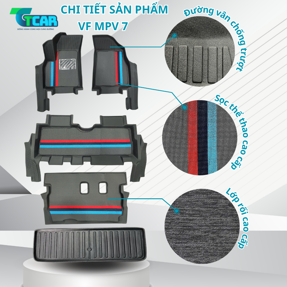 Thảm Lót Sàn Ô Tô Cho VinFast MPV7 nhựa TPE đúc 4D cao cấp, TCAR – Chuẩn From, không mùi, lót tràn gầm, chống tràn nước