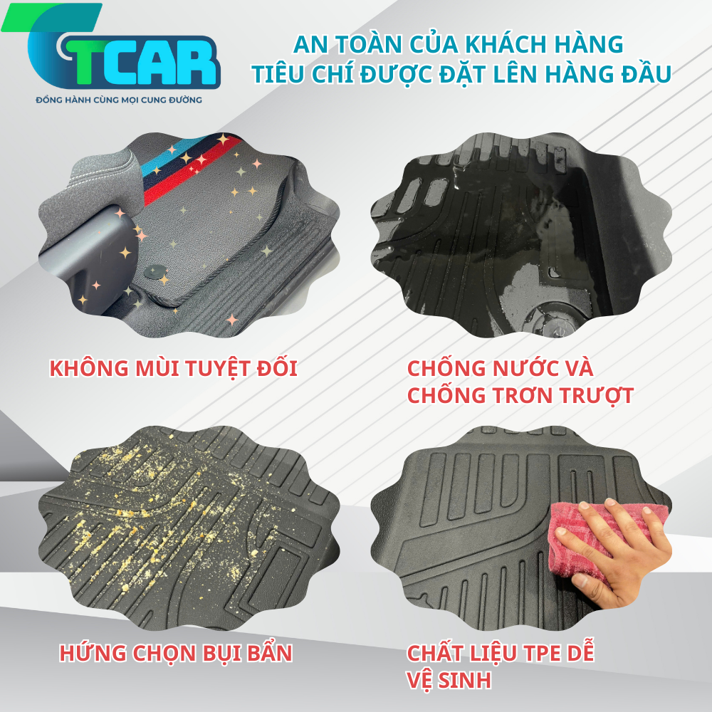 Thảm Lót Sàn Đúc TPE Vân Carbon Vinfast VF5 Cao Cấp - Chính Hãng TCAR ( Mẫu 2026 )