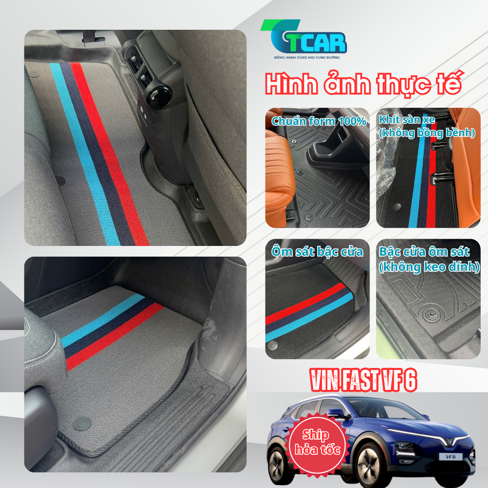 Thảm Lót Sàn Ô Tô VinFast VF6 – Chất Liệu TPE Cao Cấp - Tràn Viền, Chuẩn Form 100%, Dễ Vệ Sinh