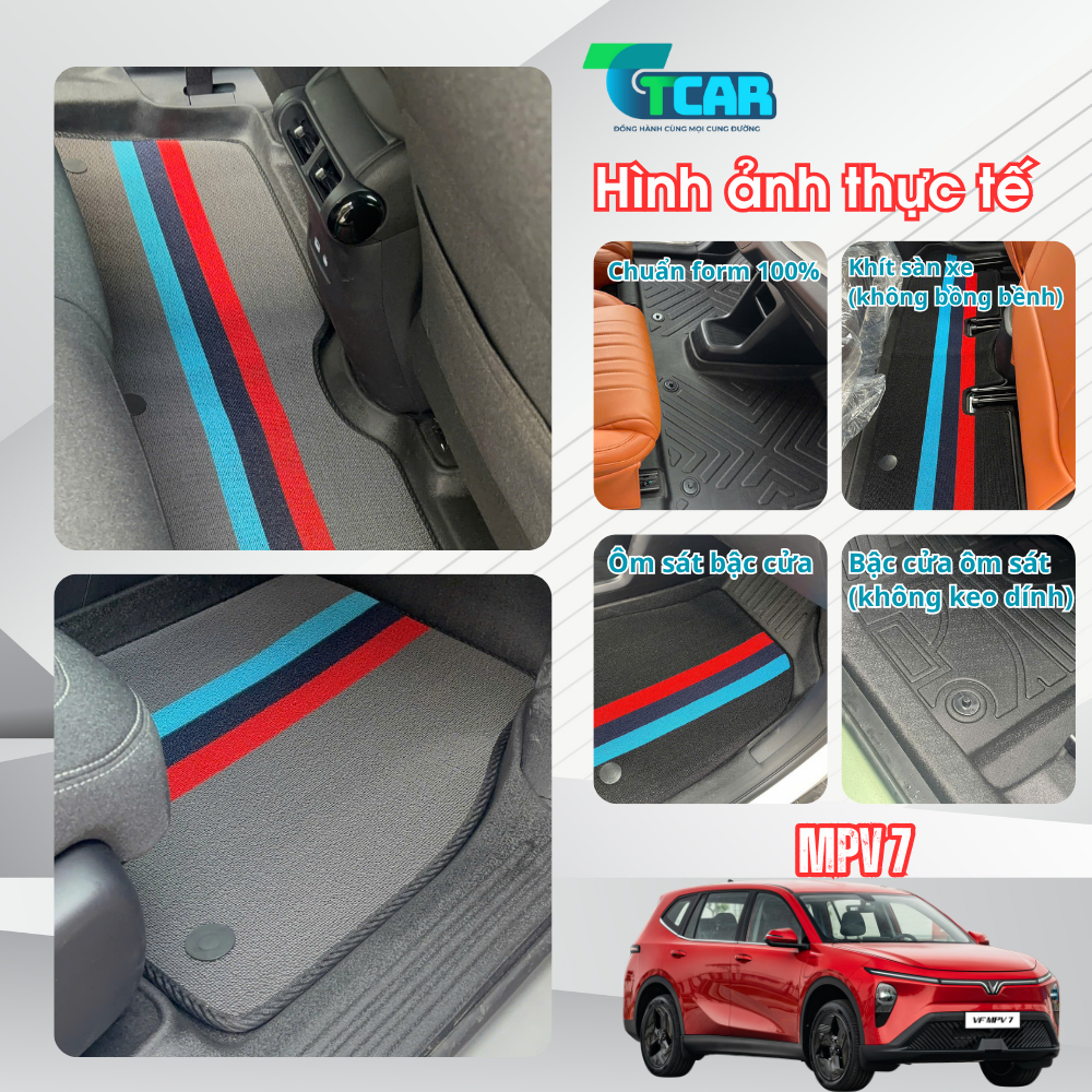 Thảm Lót Sàn Ô Tô Cho VinFast MPV7 nhựa TPE đúc 4D cao cấp, TCAR – Chuẩn From, không mùi, lót tràn gầm, chống tràn nước
