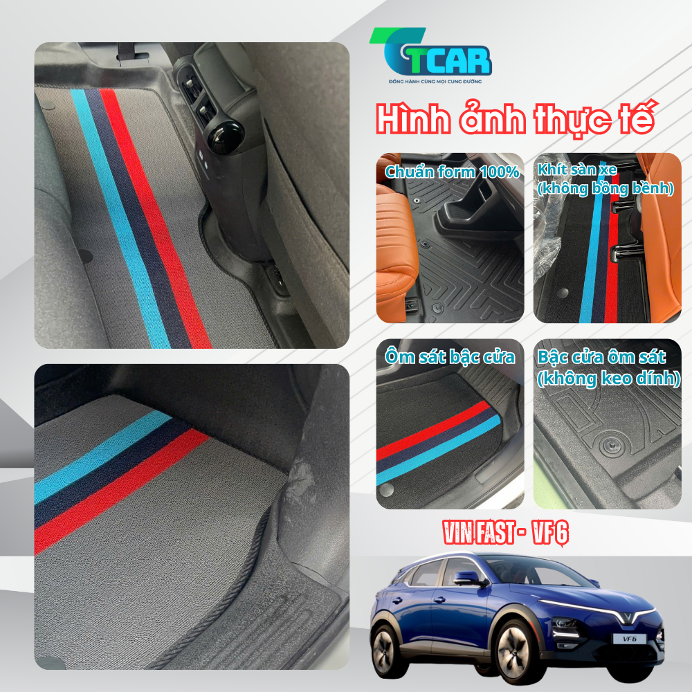 Thảm Lót Sàn VinFast VF6 TPE Vân Carbon Cứng, TCAR Ôm Khít Sàn Xe Chống Bẩn, Dễ Vệ Sinh - Nhựa đúc TPE nguyên sinh