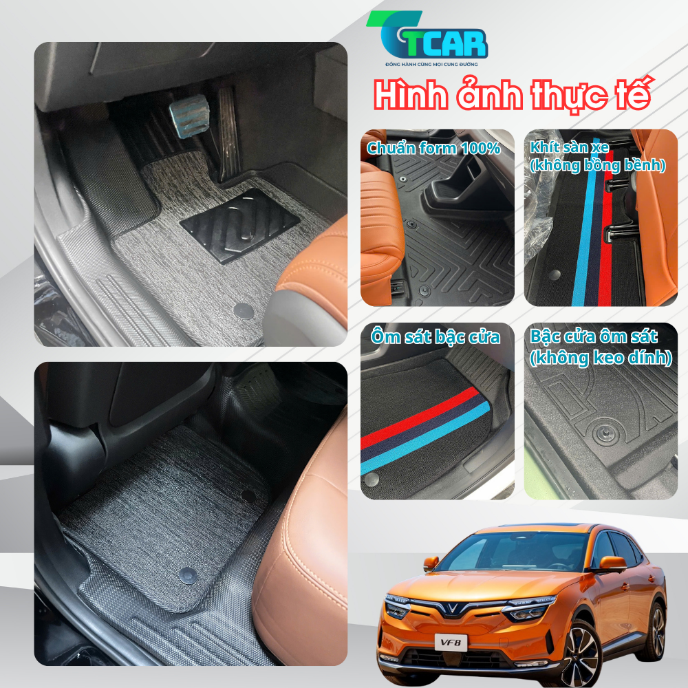 Thảm Lót Sàn Ô Tô VinFast VF8 TPE Cao Cấp – Đúc 4D Ôm Sát, Chống Nước, Không Mùi | TCAR