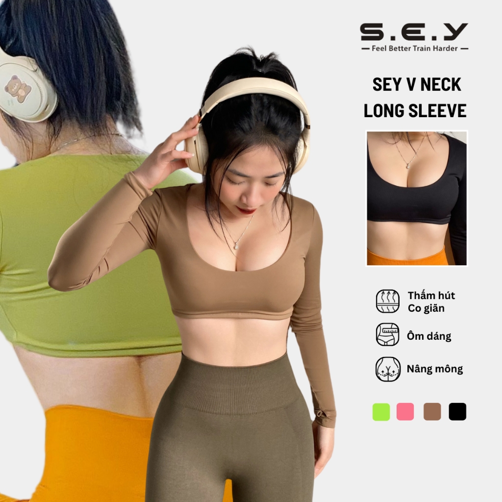 SEY V Neck Long Sleeve Crop