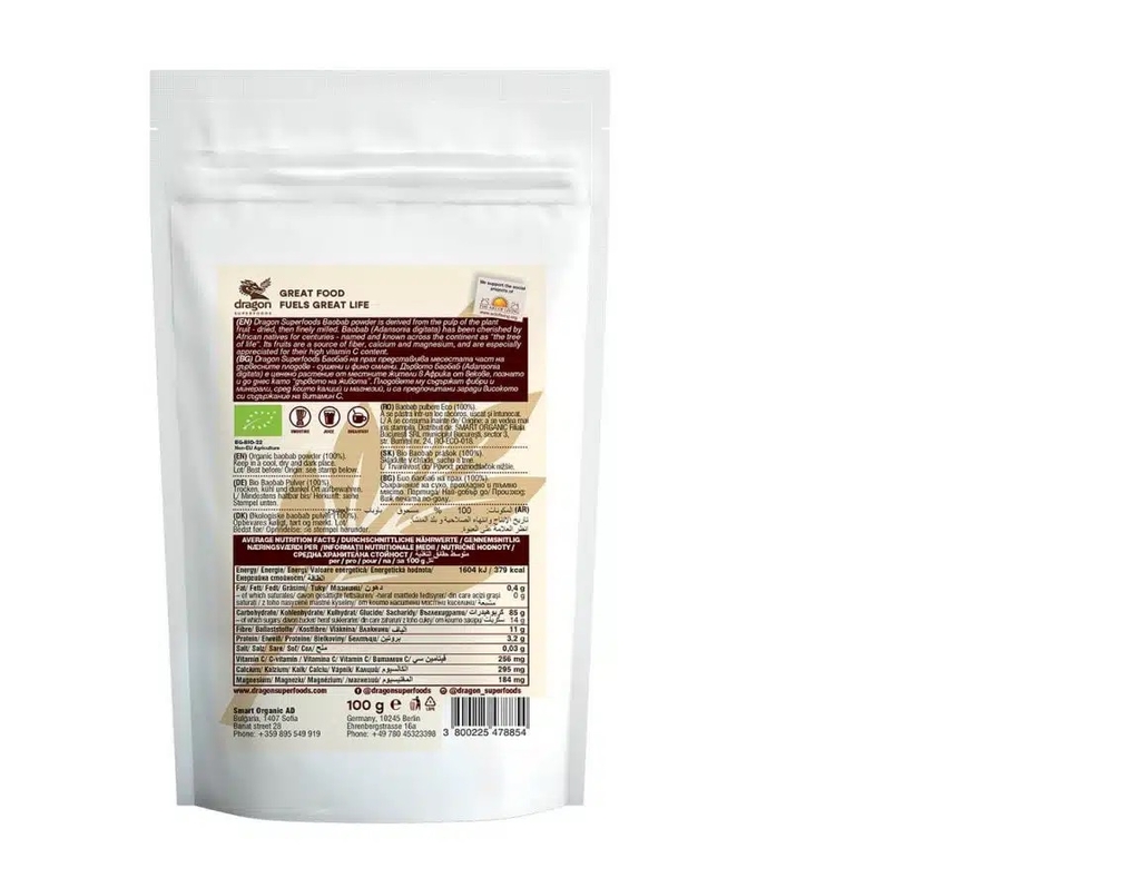Bột Baobab hữu cơ 100Gr Dragon Superfoods