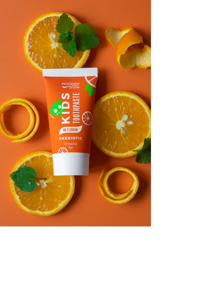Kem đánh răng hữu cơ trẻ em vị cam ngọt & prebiotic Wooden Spoon 50ml