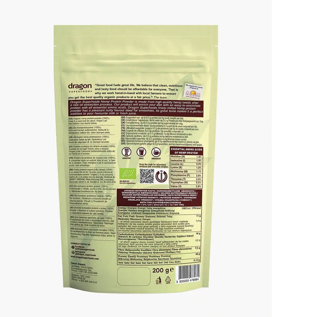 Protein hạt gai dầu hữu cơ 200gr 48% 
Dragon Superfoods