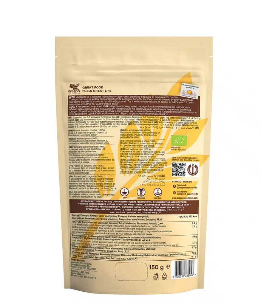 Bột nghệ nguyên chất hữu cơ 150Gr Dragon Superfoods