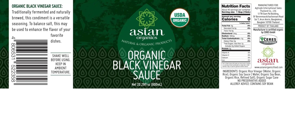 Giấm đen hữu cơ Asian Organics (600ml)