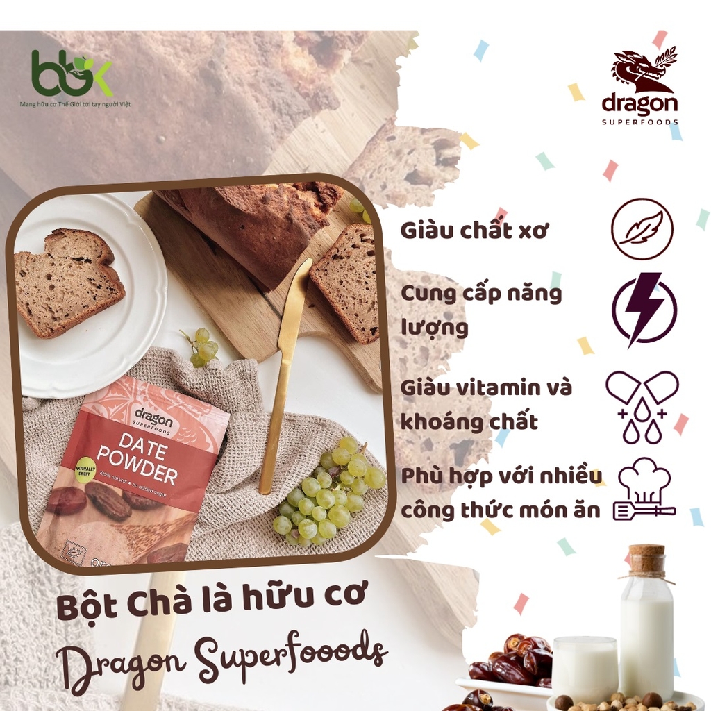 Bột chà là hữu cơ 250Gr Dragon Superfoods