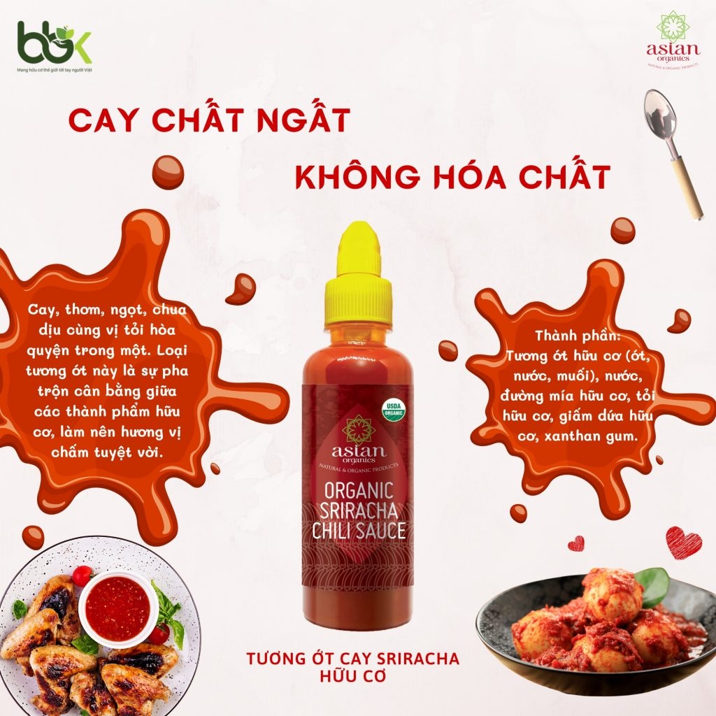 Tương ớt cay Sriracha hữu cơ Asian Organics (435ml)