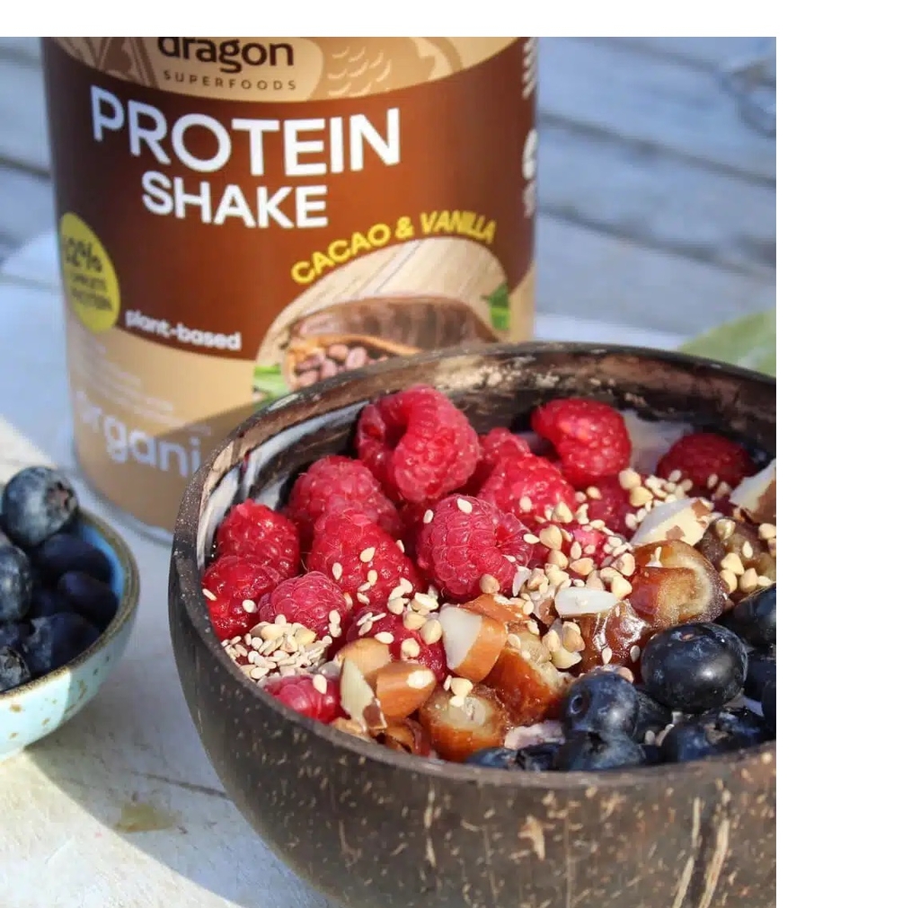 Protein lắc vị cacao vanilla hữu cơ 500gr Dragon Superfoods