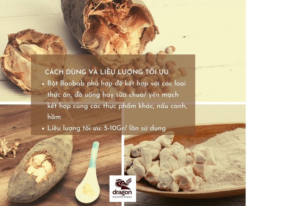 Bột Baobab hữu cơ 100Gr Dragon Superfoods