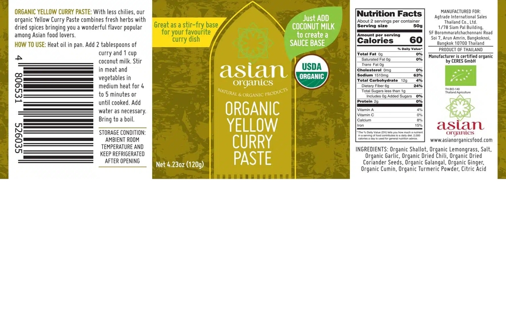 Sốt cà ri vàng hữu cơ Asian Organics (120g)