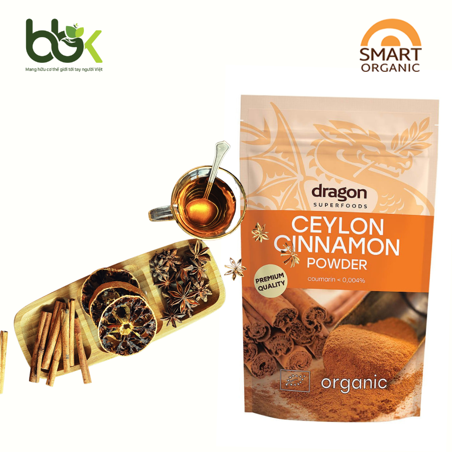 Bột quế Ceylon hữu cơ 150gr Dragon Superfoods