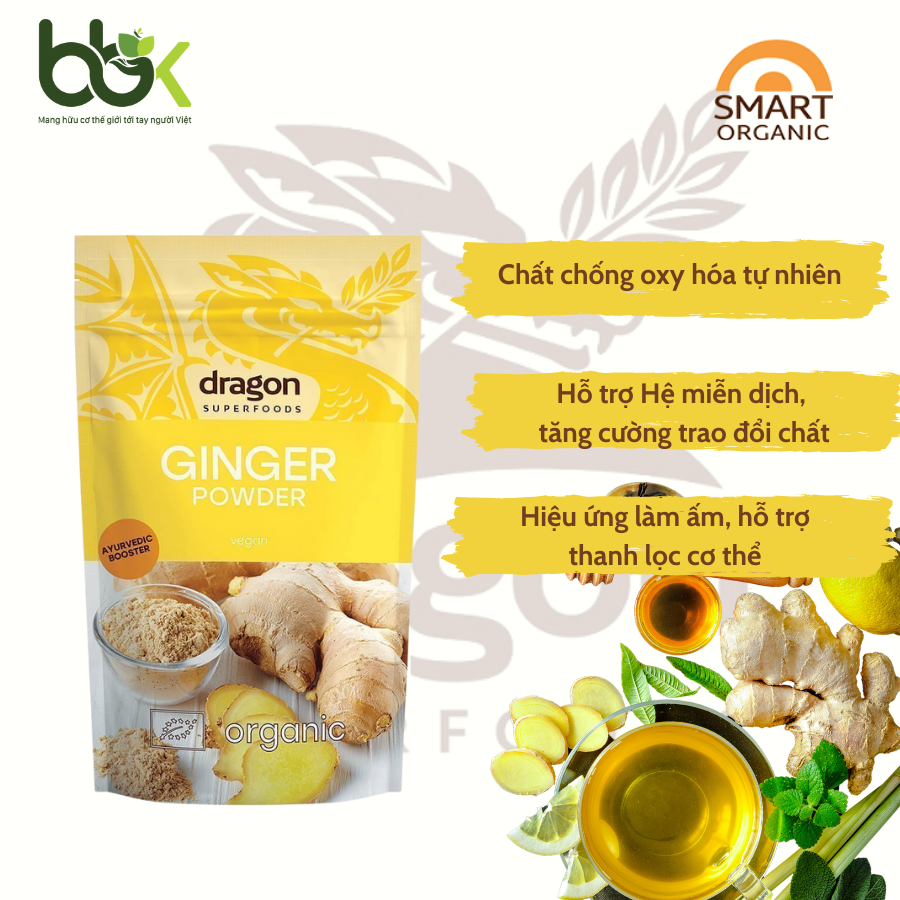 Bột gừng hữu cơ 200Gr Dragon Superfoods