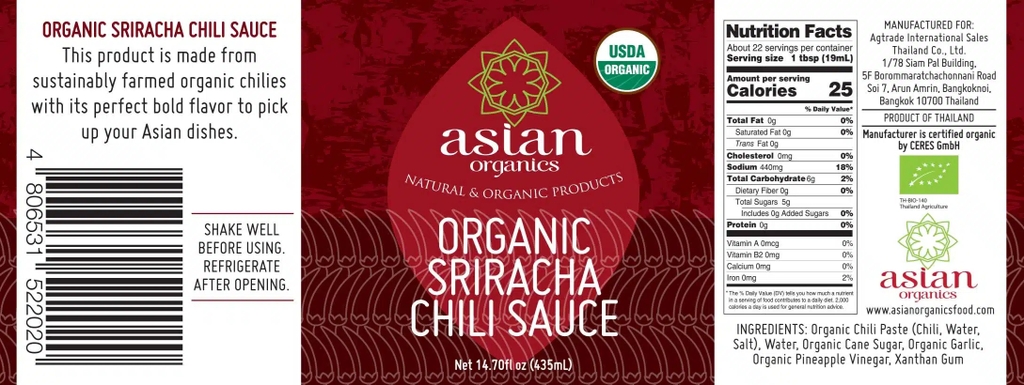 Tương ớt cay Sriracha hữu cơ Asian Organics (435ml)