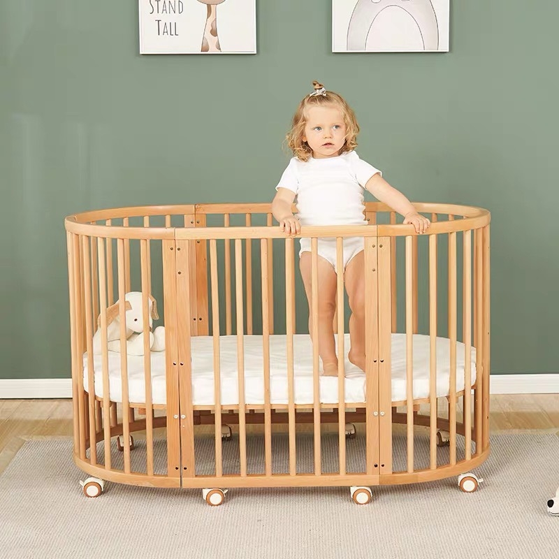 Cũi tròn đa năng, giường đa chức năng 5in1 cao cấp dành cho trẻ em từ 0 đến 6 tuổi
