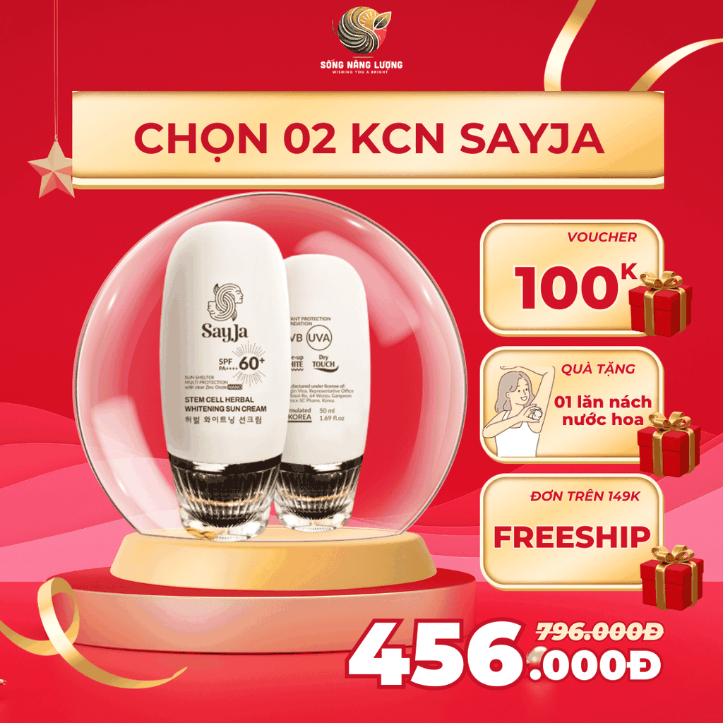 Kem Chống Nắng Sayja Nâng Tone Dưỡng Trắng SPF60 PA+++ | Kiểm Dầu, Chống Trôi, Phù Hợp Mọi Loại Da