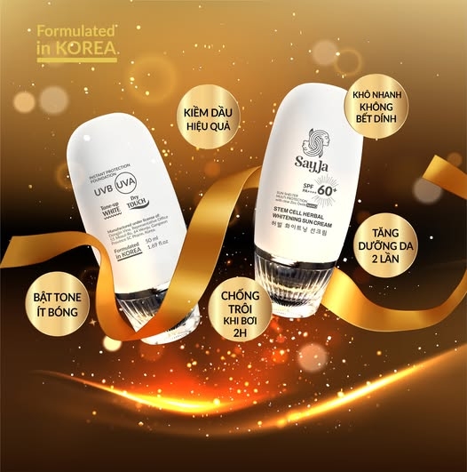 Kem Chống Nắng Sayja Nâng Tone Dưỡng Trắng SPF60 PA+++ | Kiểm Dầu, Chống Trôi, Phù Hợp Mọi Loại Da