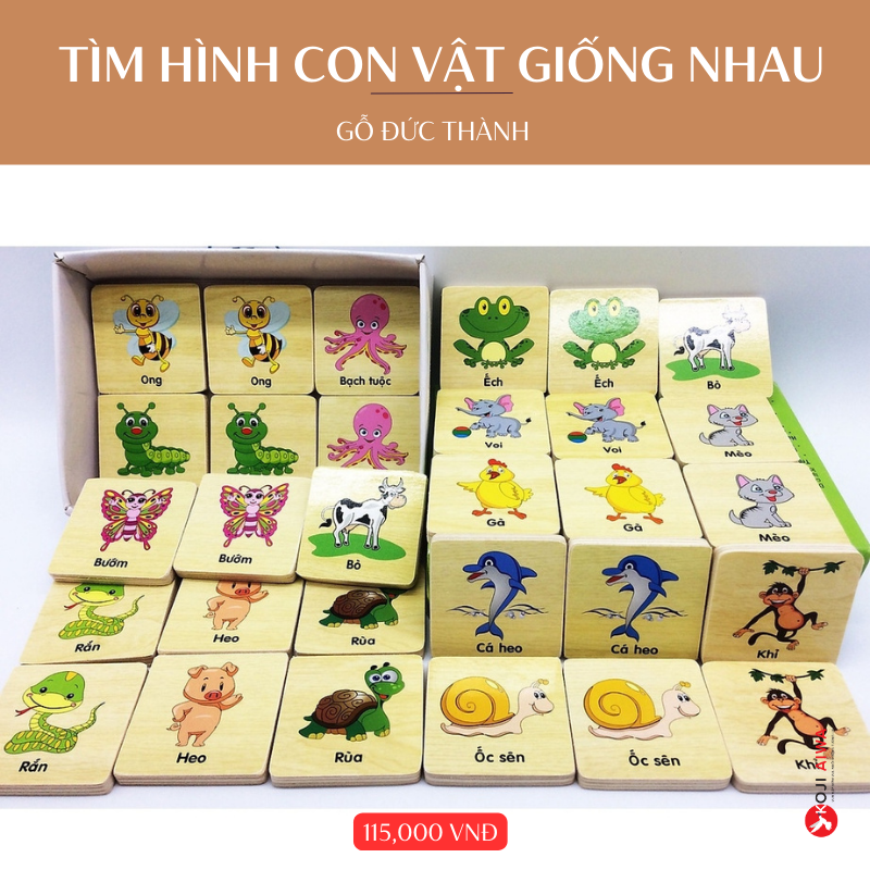 Đồ chơi tìm hình con vật giống nhau cho bé - gỗ Đức Thành