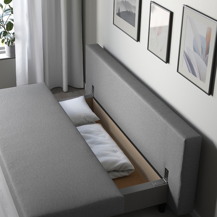 ÄLVDALEN Sleeper sofa, Knisa gray-beige