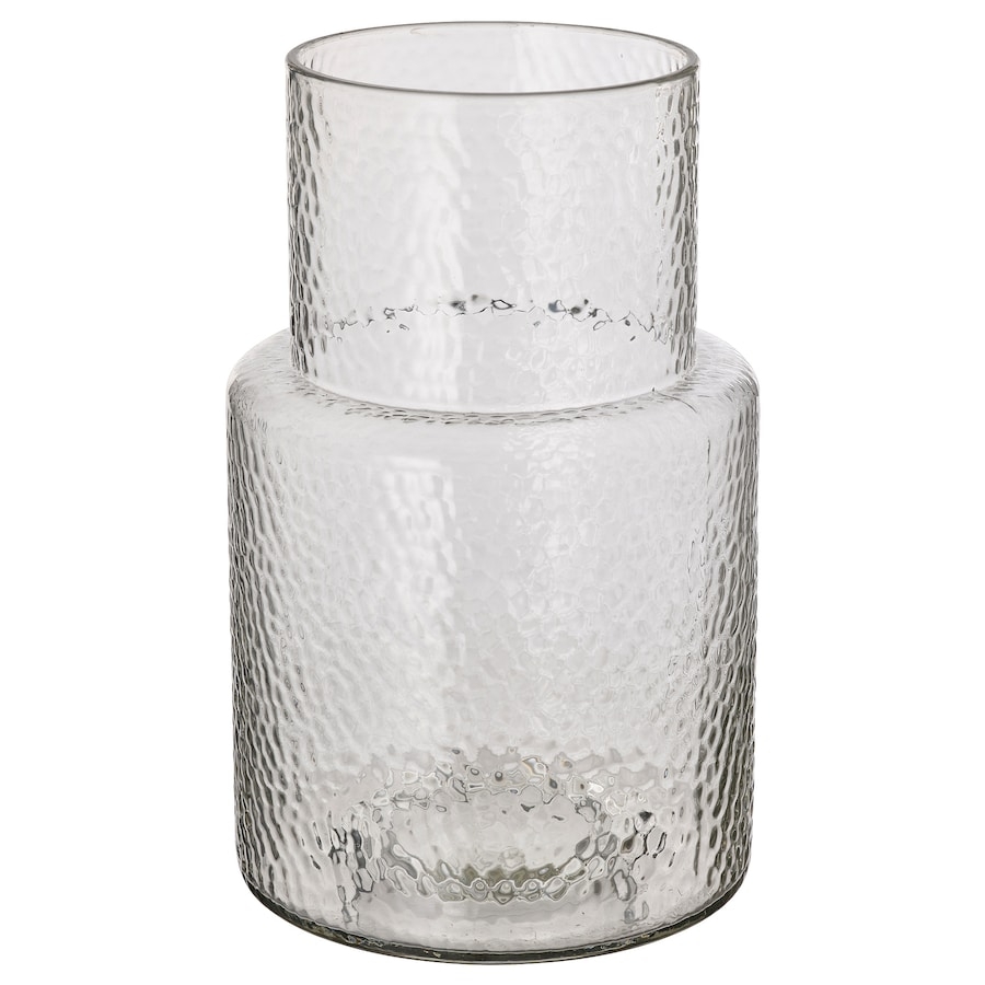 KONSTFULL Vase, clear glass/patterned