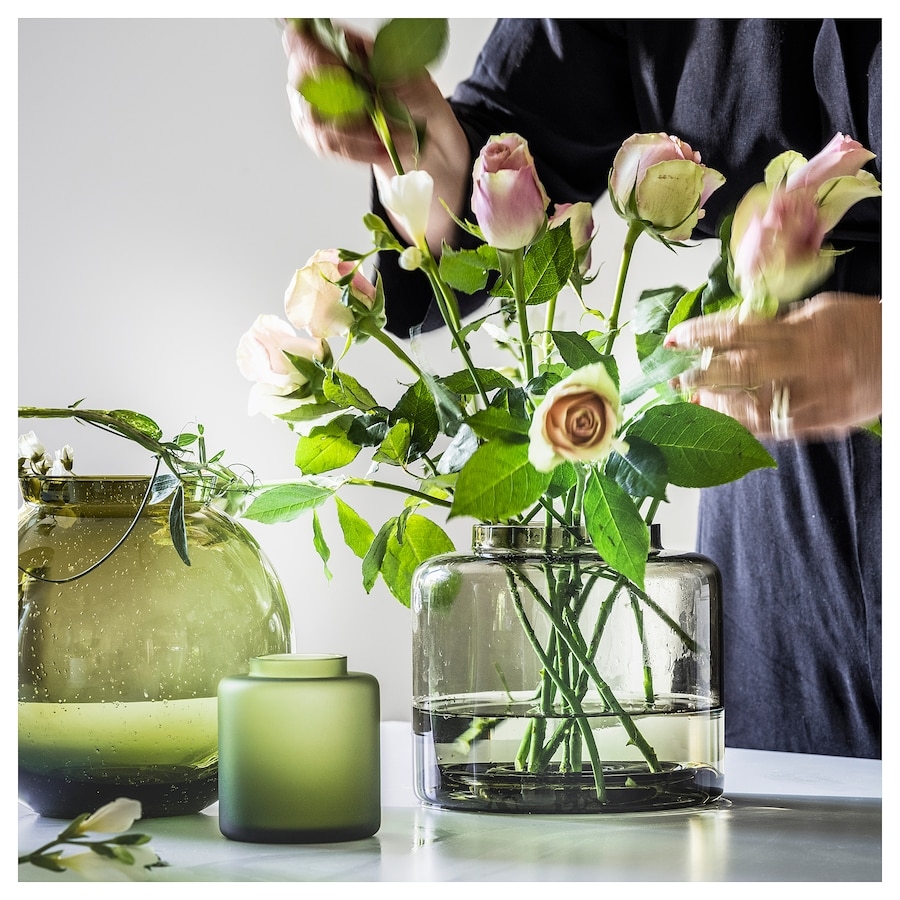 KONSTFULL Vase, green-brown
