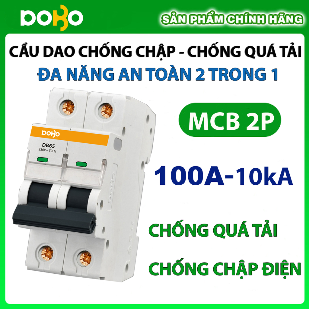 Cầu Dao Tự Động MCB DOBO KOREA 2P 6kA  Loại Tốt CHỐNG CHẬP - CHỐNG QUÁ TẢI SIÊU NHẠY ( Aptomat chống chập)