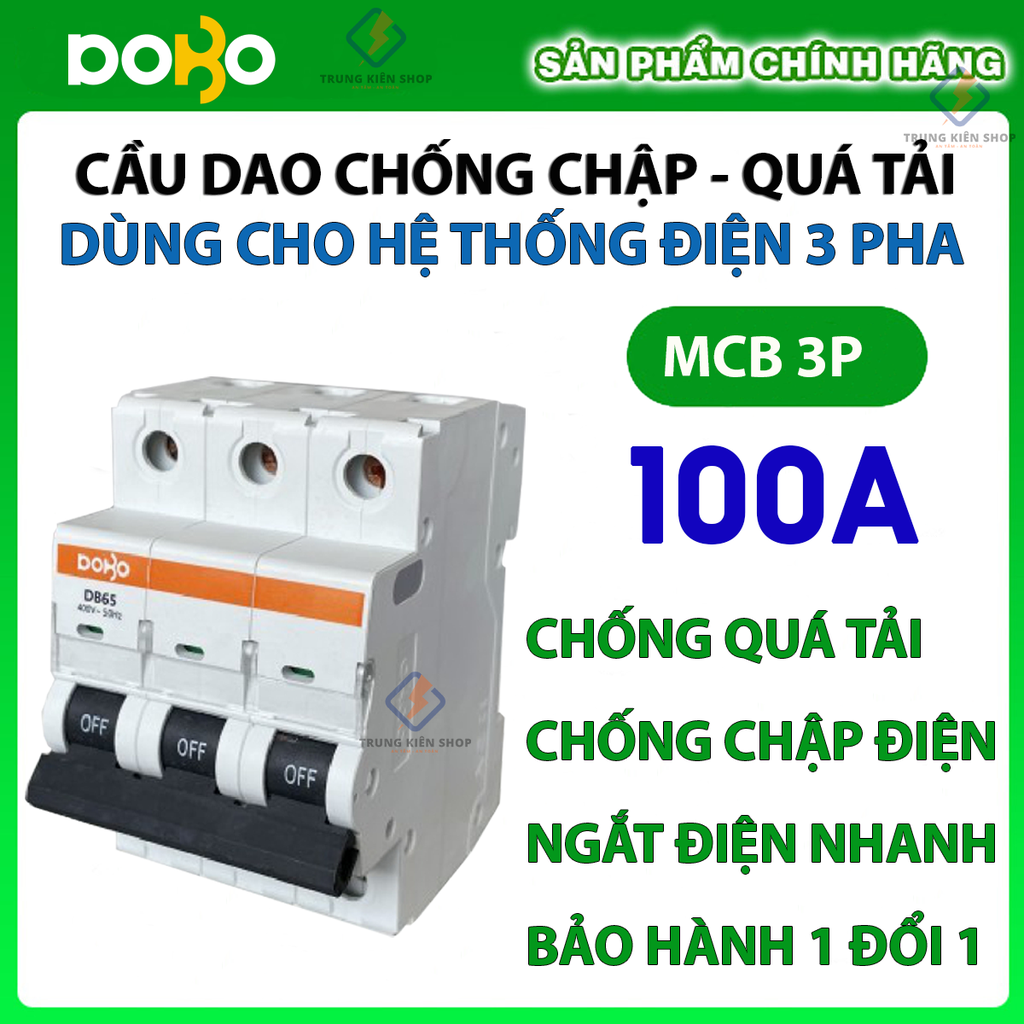 [HÀNG CHÍNH HÃNG] Cầu Dao Tự Động 3 Pha DOBO KOREA - MCB 3 PHA siêu nhạy - 6kA (Aptomat chống chập - quá tải)